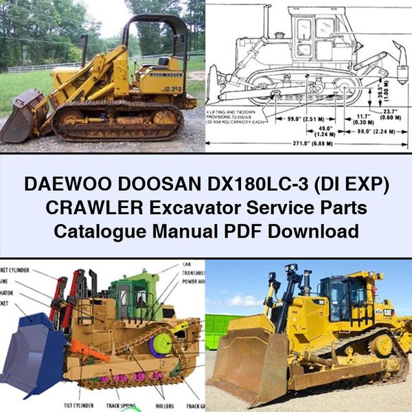 Catálogo de piezas de servicio de la excavadora de cadenas DAEWOO DOOSAN DX180LC-3 (DI EXP)