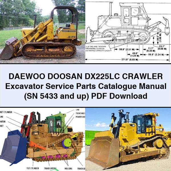 DAEWOO DOOSAN DX225LC Crawler Excavator Service Parts Catalogue Manual (SN 5433 and up)