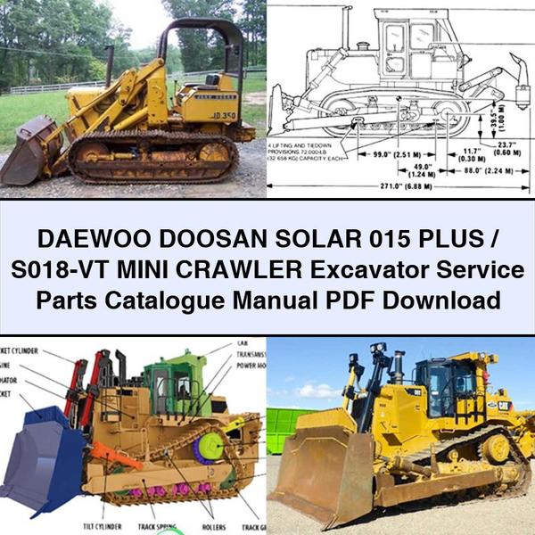 Catálogo de piezas de servicio y manual de la miniexcavadora sobre cadenas DAEWOO DOOSAN SOLAR 015 PLUS/S018-VT