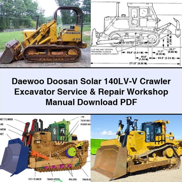 Manual de taller de servicio y reparación de la excavadora de cadenas Daewoo Doosan Solar 140LV-V