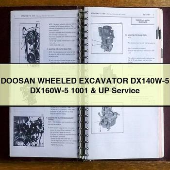 Manual de servicio y reparación de excavadoras con ruedas DOOSAN DX140W-5 DX160W-5 1001 y posteriores