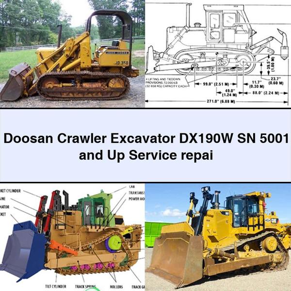 Doosan Crawler Excavator DX190W SN 5001 and Up Service repai