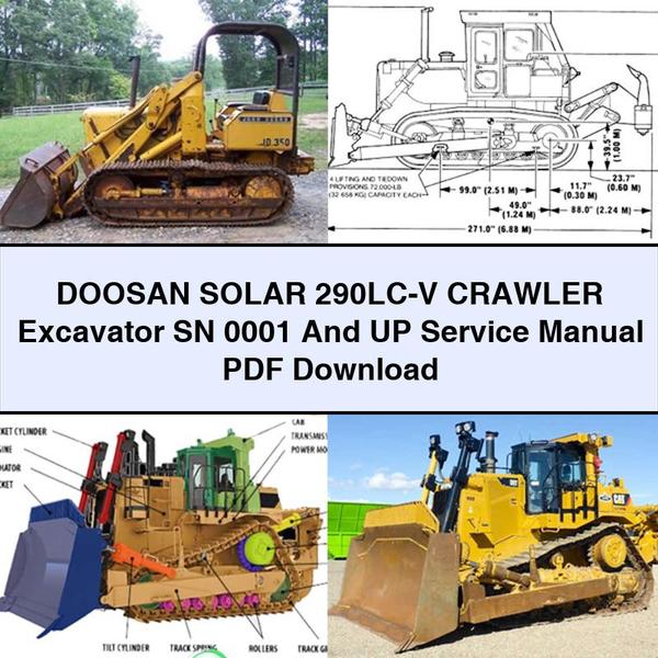 Manual de servicio y reparación de la excavadora de cadenas DOOSAN SOLAR 290LC-V SN 0001 y posteriores