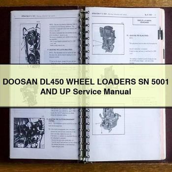 Manual de servicio y reparación de cargadoras de ruedas DOOSAN DL450 SN 5001 y superiores