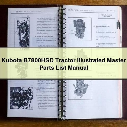 Kubota B7800HSD Tractor Illustrated Master Parts List Manual PDF Download