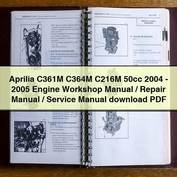 Manuel d'atelier/manuel de réparation/manuel de service du moteur Aprilia C361M C364M C216M 50cc 2004-2005 télécharger