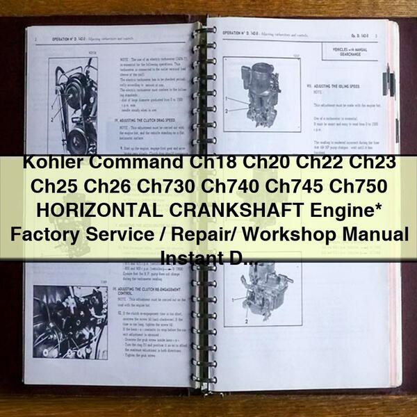 Kohler Command Ch18 Ch20 Ch22 Ch23 Ch25 Ch26 Ch730 Ch740 Ch745 Ch750 VILEBREQUIN HORIZONTAL Manuel d'entretien/réparation/atelier du moteur