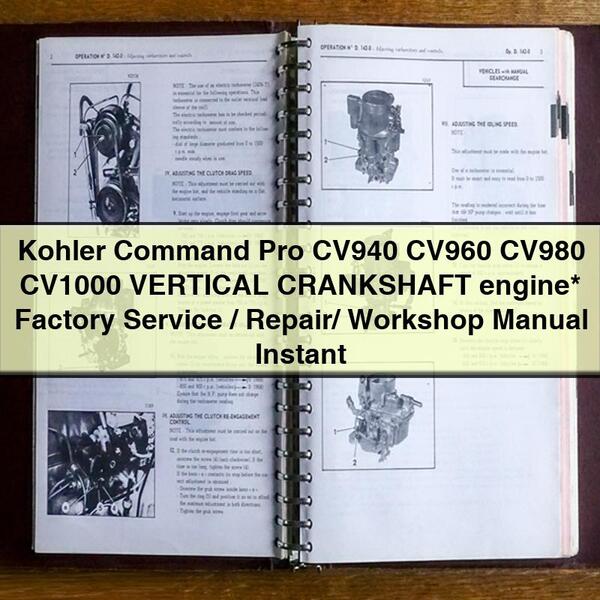 Manual de taller, reparación y servicio de fábrica del motor Kohler Command Pro CV940 CV960 CV980 CV1000 CIGÜEÑAL VERTICAL