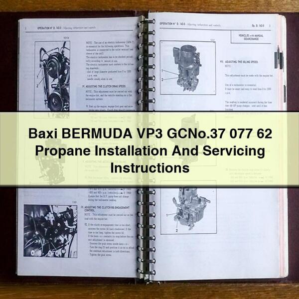 Instrucciones de instalación y mantenimiento de gas propano Baxi BERMUDA VP3 GCNo.37 077 62