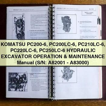 Manual de operación y mantenimiento de la excavadora hidráulica Komatsu PC200-6 PC200LC-6 PC210LC-6 PC220LC-6 PC250LC-6 (número de serie: A82001-A83000)