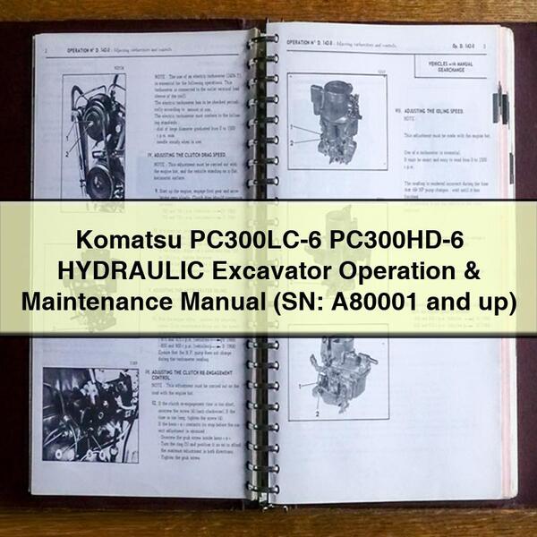 Manuel d'utilisation et d'entretien de l'excavatrice HYDRAULIQUE Komatsu PC300LC-6 PC300HD-6 (SN : A80001 et plus)