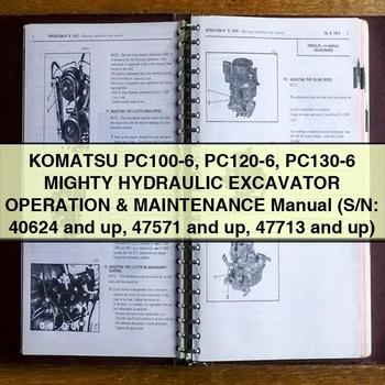 Komatsu PC100-6 PC120-6 PC130-6 MIGHTY HYDRAULIC Excavator Operation & Maintenance Manual (S/N: 40624 and up 47571 and up 47713 and up)