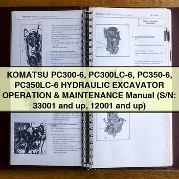 Manual de operación y mantenimiento de la excavadora hidráulica Komatsu PC300-6 PC300LC-6 PC350-6 PC350LC-6 (número de serie: 33001 y posteriores 12001 y posteriores)