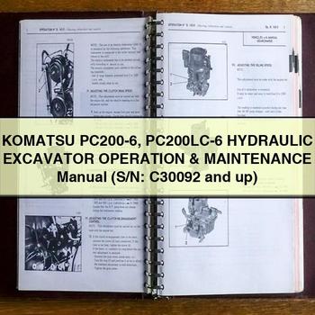 Komatsu PC200-6 PC200LC-6 HYDRAULIC Excavator Operation & Maintenance Manual (S/N: C30092 and up)