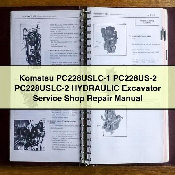 Manuel de réparation et d'entretien de l'atelier d'excavatrice hydraulique Komatsu PC228USLC-1 PC228US-2 PC228USLC-2