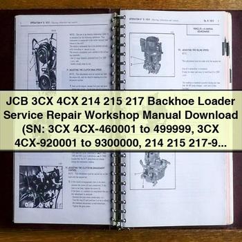 Manual de taller, servicio y reparación de retroexcavadoras JCB 3CX 4CX 214 215 217 (números de serie: 3CX 4CX-460001 a 499999 3CX 4CX-920001 a 9300000 214 215 217-900001 en adelante)