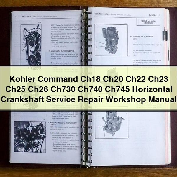 Manual de taller de reparación y servicio del cigüeñal horizontal Kohler Command Ch18 Ch20 Ch22 Ch23 Ch25 Ch26 Ch730 Ch740 Ch745