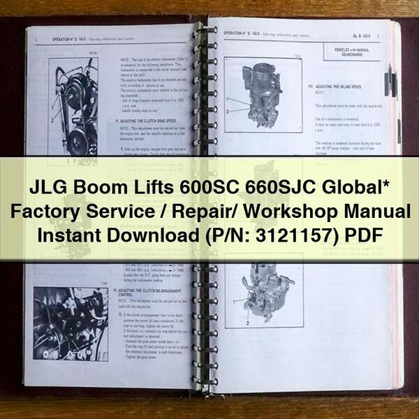 JLG Boom Lifts 600SC 660SJC Global  Factory Service/Repair/ Workshop Manual  (P/N: 3121157)