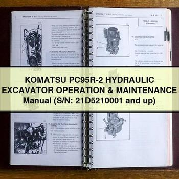 Manuel d'utilisation et d'entretien de l'excavatrice hydraulique Komatsu PC95R-2 (S/N : 21D5210001 et plus)