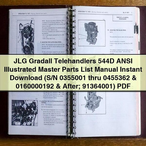 Manual de lista maestra ilustrada de piezas ANSI para manipuladores telescópicos JLG Gradall 544D (N.° de serie 0355001 a 0455362 y 0160000192 y posteriores; 91364001)