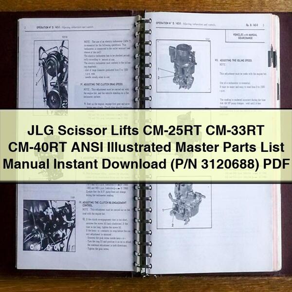 JLG Scissor Lifts CM-25RT CM-33RT CM-40RT ANSI Illustrated Master Parts List Manual  (P/N 3120688)