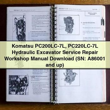 Manual de taller y reparación de excavadoras hidráulicas Komatsu PC200LC-7L PC220LC-7L (número de serie: A86001 y posteriores)