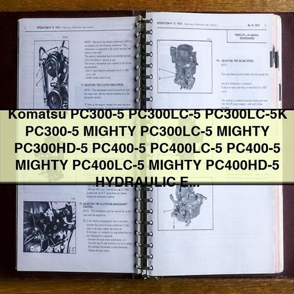 Manual de reparación y servicio de excavadora hidráulica Komatsu PC300-5 PC300LC-5 PC300LC-5K PC300-5 MIGHTY PC300LC-5 MIGHTY PC300HD-5 PC400-5 PC400LC-5 PC400-5 MIGHTY PC400LC-5 MIGHTY PC400HD-5