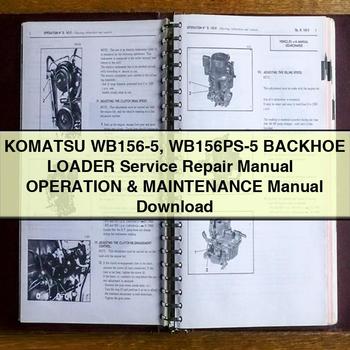 Manual de servicio y reparación de retroexcavadora Komatsu WB156-5 WB156PS-5 + Manual de operación y mantenimiento