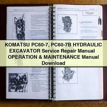 Manual de servicio y reparación de excavadora hidráulica Komatsu PC60-7 PC60-7B + Manual de operación y mantenimiento