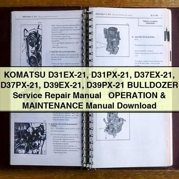 Manual de servicio y reparación de BULLDOZER Komatsu D31EX-21 D31PX-21 D37EX-21 D37PX-21 D39EX-21 D39PX-21 + Manual de operación y mantenimiento