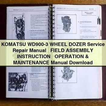 Manual de reparación y servicio de la topadora de ruedas Komatsu WD900-3 + INSTRUCCIONES de montaje en campo + Manual de operación y mantenimiento