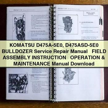 Manual de servicio y reparación de BULLDOZER Komatsu D475A-5E0 D475ASD-5E0 + INSTRUCCIONES de montaje en campo + Manual de operación y mantenimiento