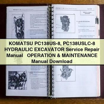 Manual de servicio y reparación de excavadora hidráulica Komatsu PC138US-8 PC138USLC-8 + Manual de operación y mantenimiento