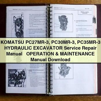 Manual de servicio y reparación de excavadora hidráulica Komatsu PC27MR-3 PC30MR-3 PC35MR-3 + Manual de operación y mantenimiento