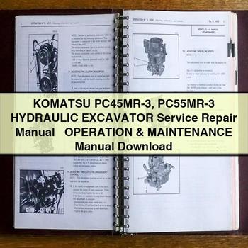 Manual de servicio y reparación de excavadora hidráulica Komatsu PC45MR-3 PC55MR-3 + Manual de operación y mantenimiento