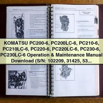 Manual de operación y mantenimiento de Komatsu PC200-6 PC200LC-6 PC210-6 PC210LC-6 PC220-6 PC220LC-6 PC230-6 PC230LC-6 (N.° de serie: 102209 31425 53526 10247 y superiores)