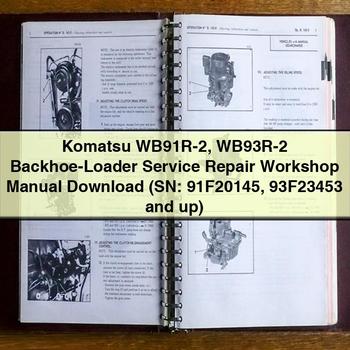 Manual de taller y reparación de retroexcavadoras cargadoras Komatsu WB91R-2 WB93R-2 (número de serie: 91F20145 93F23453 y posteriores)