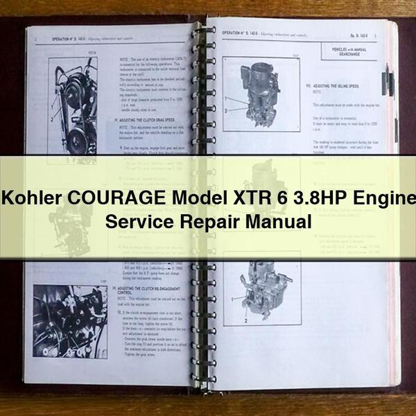 Manual de servicio y reparación del motor Kohler COURAGE modelo XTR 6 de 3,8 HP