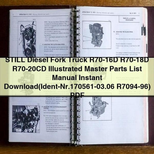 Manual ilustrado de la lista de piezas de la carretilla elevadora diésel STILL R70-16D R70-18D R70-20CD (número de identificación 170561-03.06 R7094-96)