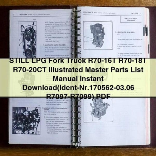 Manual ilustrado de la lista de piezas de la carretilla elevadora STILL LPG R70-16T R70-18T R70-20CT (número de identificación 170562-03.06 R7097-R7099)