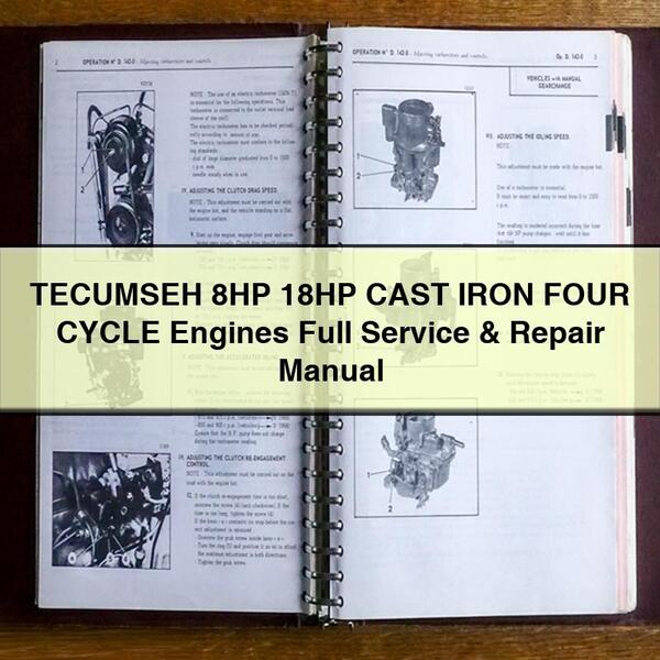 Manual completo de servicio y reparación de motores TECUMSEH de cuatro tiempos de hierro fundido de 8 y 18 HP