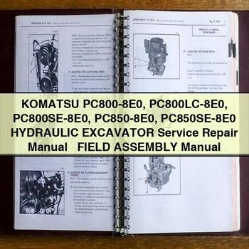 Manual de reparación y servicio de excavadora hidráulica Komatsu PC800-8E0 PC800LC-8E0 PC800SE-8E0 PC850-8E0 PC850SE-8E0 + Manual de montaje en campo