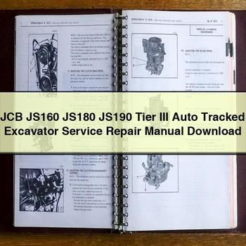 Manual de servicio y reparación de excavadoras de cadenas automáticas JCB JS160 JS180 JS190 Tier III