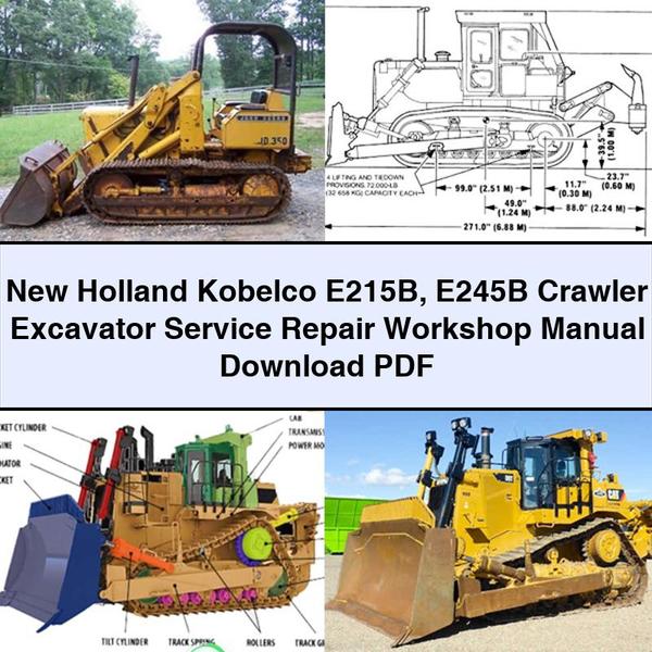 Manual de taller y reparación de excavadoras de cadenas New Holland Kobelco E215B E245B