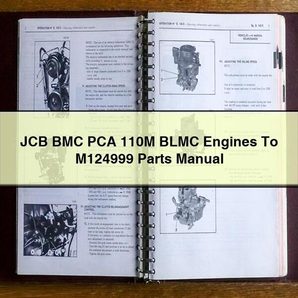 Manuel des pièces détachées pour moteurs JCB BMC PCA 110M BLMC jusqu'à M124999