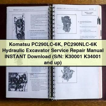 Manual de servicio y reparación de la excavadora hidráulica Komatsu PC290LC-6K PC290NLC-6K (número de serie: K30001, K34001 y posteriores)