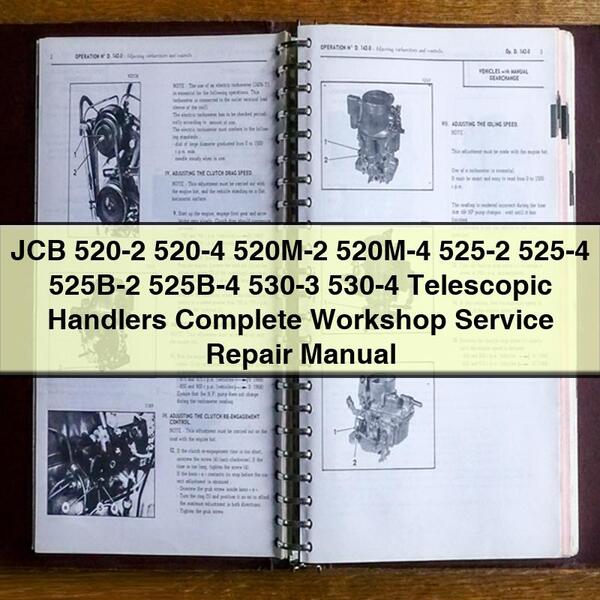 JCB 520-2 520-4 520M-2 520M-4 525-2 525-4 525B-2 525B-4 530-3 530-4 Telescopic Handlers Complete Workshop Service Repair Manual