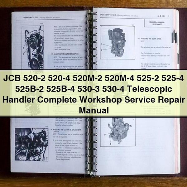 JCB 520-2 520-4 520M-2 520M-4 525-2 525-4 525B-2 525B-4 530-3 530-4 Telescopic Handler Complete Workshop Service Repair Manual