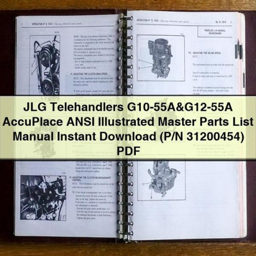 Manual de lista maestra ilustrada de piezas ANSI AccuPlace para manipuladores telescópicos JLG G10-55A y G12-55A (N.º de pieza 31200454)