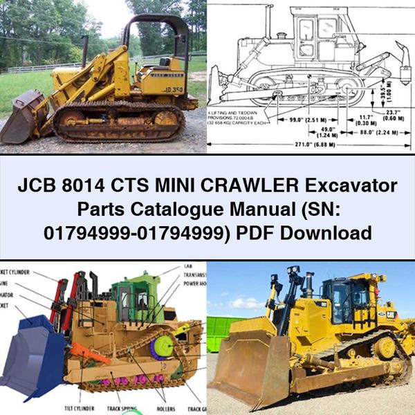 Manual del catálogo de piezas de la miniexcavadora de cadenas JCB 8014 CTS (número de serie: 01794999-01794999)